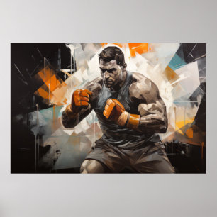 Poster Boxer Sport Peinture Art Décor Abstrait