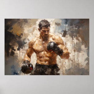 Poster Boxer Sport Peinture Art Décor Abstrait