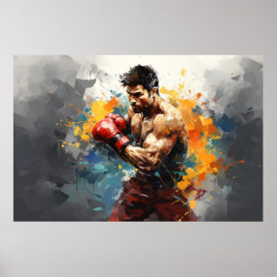Poster Boxer Sport Peinture Art Décor Abstrait