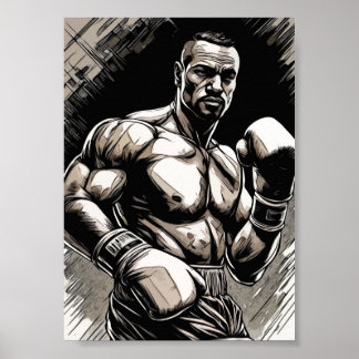 Poster Boxer Style Vintage Fighter Martial Arts