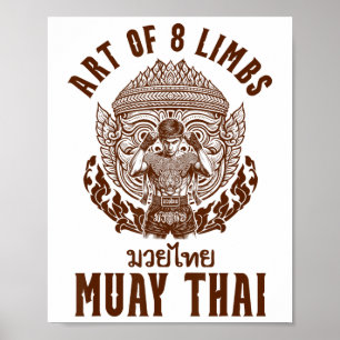 Poster Boxer Thaï Muay Boxer Art De 8 Membres