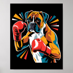 Poster Boxeur de kickboxing amateurs de chiens drôles col