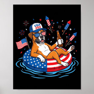 Poster Boxeur rétro bière usa 250e anniversaire 4 juillet