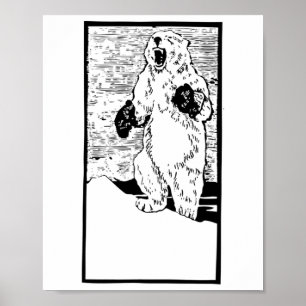 Poster Boxing Polar Bear Réchauffement climatique de comb