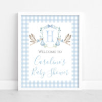 Boy Blue Stork Baby shower Preppy Sud