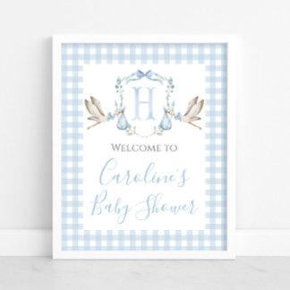 Poster Boy Blue Stork Baby shower Preppy Sud