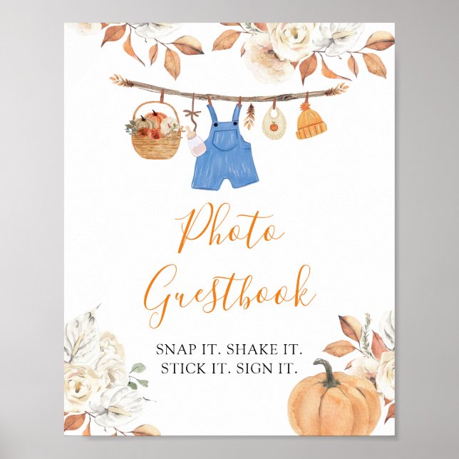 Poster Boy Clothes Citrouille Baby shower photo Livre d'o (Devant)