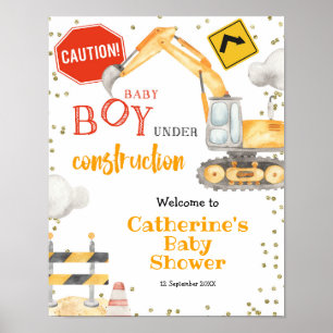 Poster Boy Construction Camion jaune panneau d'accueil