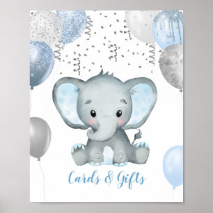 Poster Boy Elephant Aquarelle Baby shower Cadeaux