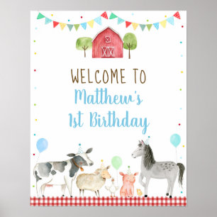 Poster Boy Farm Barnyard Bienvenue à l'anniversaire