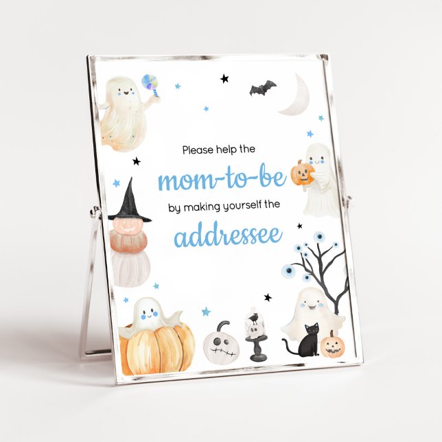 Poster Boy Halloween petite enveloppe Boo (A Little Boo Baby Shower Envelope Station Sign)