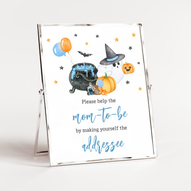 Poster Boy Little Boo Ghost Baby shower Enveloppe Station (Ghost Halloween Baby Shower
Envelope Station Sign)