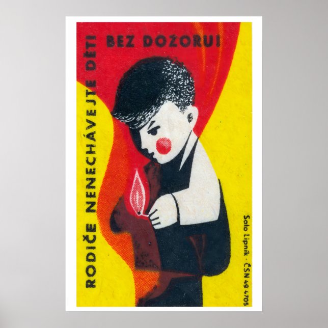 Poster Boy Playing with Matches - Matchbox Print - Czech (Devant)