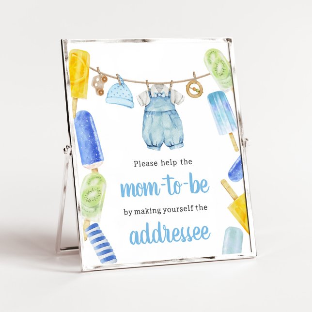 Poster Boy Popsicle Baby shower Enveloppe Station (Popsicle Baby Shower Envelope Station Sign)