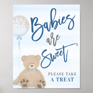 Poster Boy Teddy Bear Blue Balloon Sweet Treat Sign
