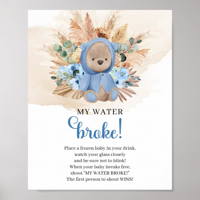 Poster Boy Teddy bear tropical My Water Broke (Devant)