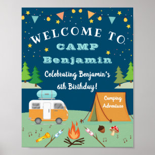 Poster Boys Camping Anniversaire Camp Out Party Bienvenue