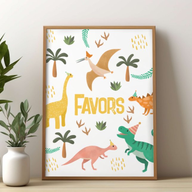 Poster Boys Jurassic Dinosaur Party Favor Sign  (Créateur téléchargé)