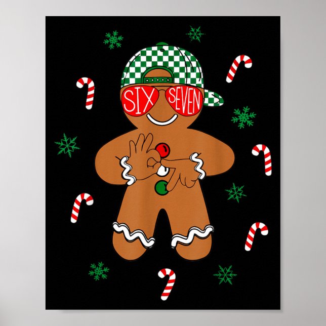 Poster Boys Mens Christmas 6 7 Gingerbread Funny Meme Six (Devant)