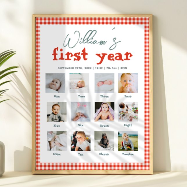 Poster Boys Rustic Farm First Year Birthday Photo Collage (Créateur téléchargé)