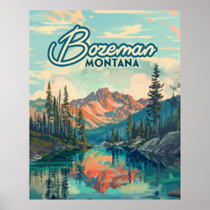 Poster Bozeman Montana Montagnes Rocheuses Vintage