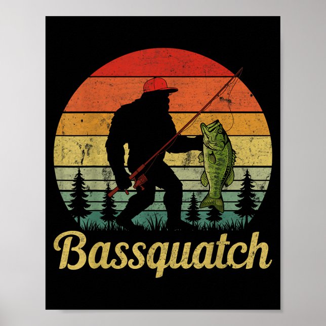 Poster Bquatch B Fishing Humor Bigfoot Ufo Sasquatch  (Devant)