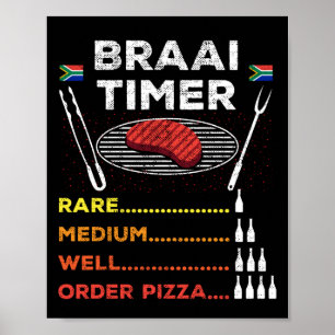 Poster Braai Timer African BBQ Funny