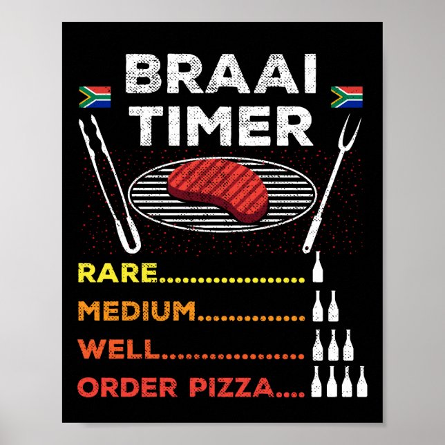 Poster Braai Timer African BBQ Funny (Devant)