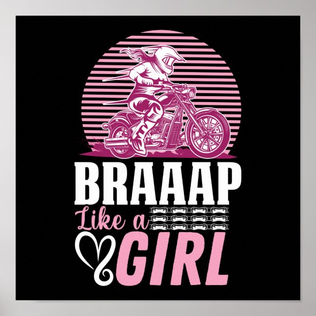 Poster Braap Moto Biker Comme Une Fille Fille Épouse (Devant)