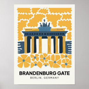 Poster Bradenburg Gate Berlin Voyage abstrait art floral