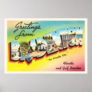 Poster Bradenton Florida FL Vieux souvenir Vintage voyage