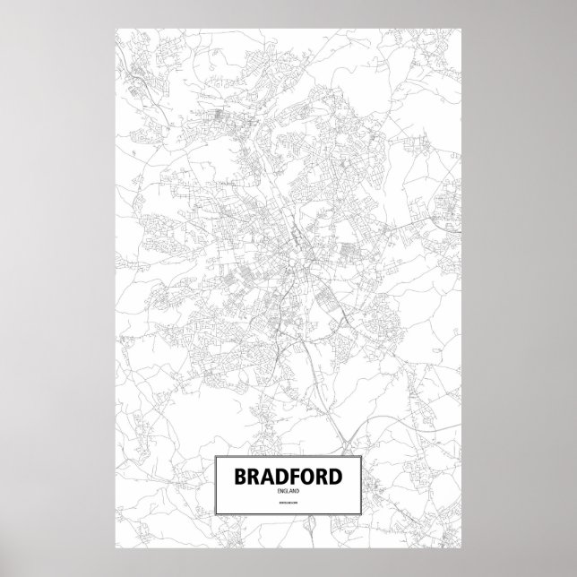 Poster Bradford, Angleterre (noir sur blanc) (Devant)