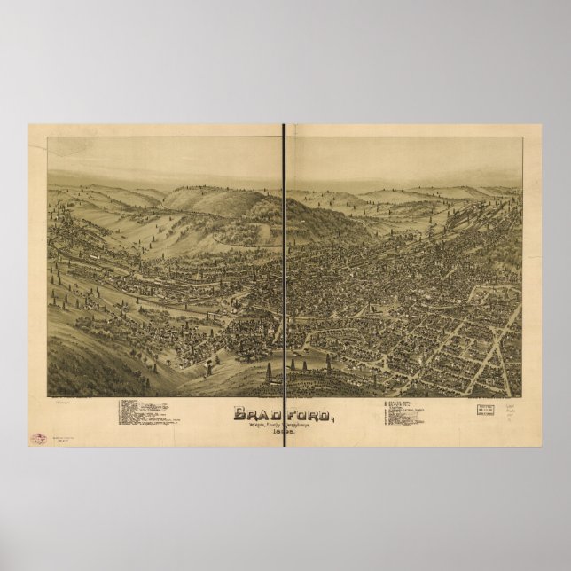 Poster Bradford Pennsylvania 1995 Antique carte panoramiq (Devant)
