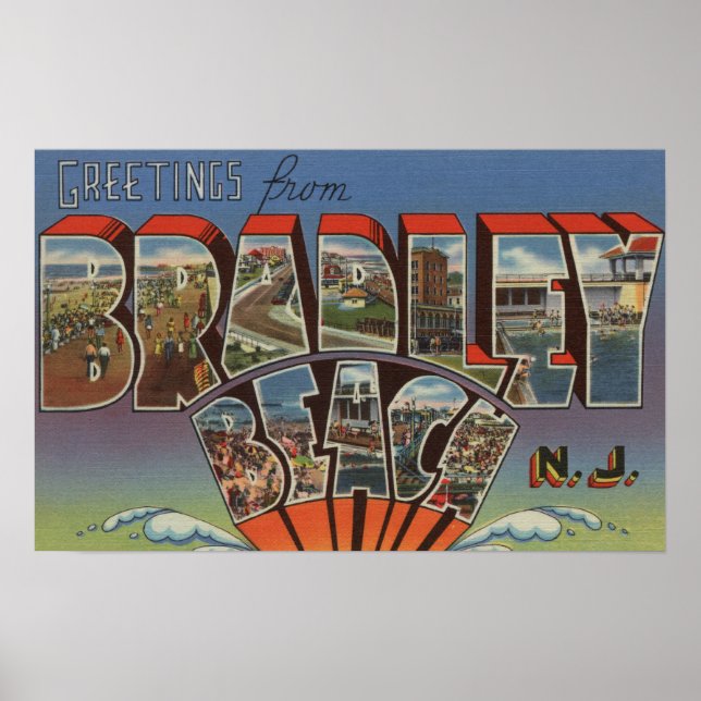 Poster Bradley Beach, New Jersey - Scènes à grandes lettr (Devant)