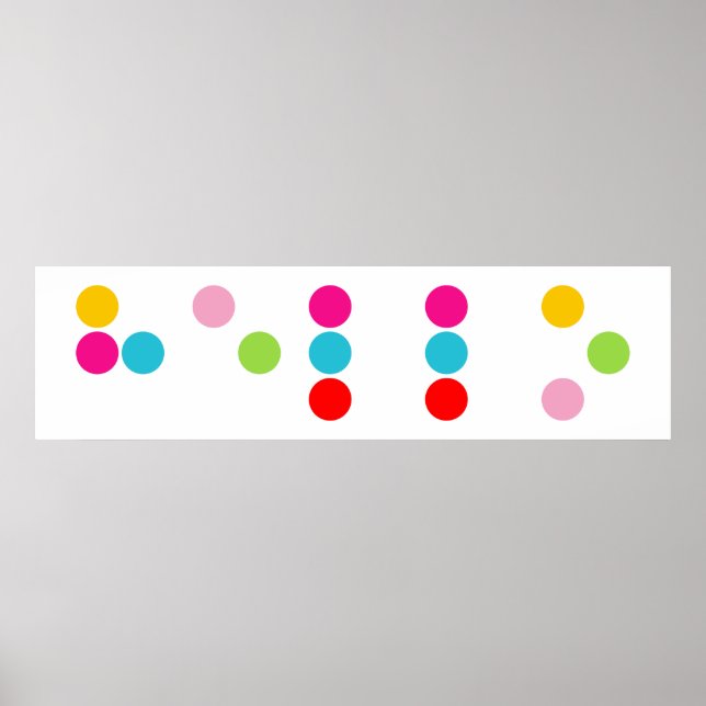 Poster Braille aveugle alphabet lettres bonjour texte (Devant)