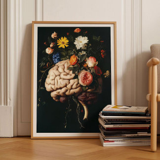 Poster Brain Painting Brain Print Vintage Floral Painting
