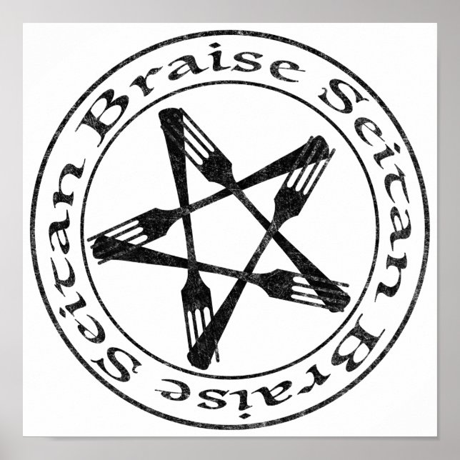 Poster Braise Seitan Vegan Pentagram (version sombre) (Devant)