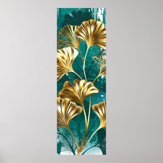 Poster Branch with Golden Leaves Ginko Biloba (Devant)