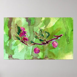 Poster Branche cerise en vert
