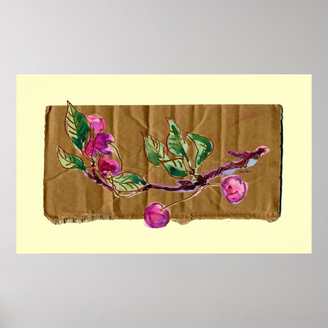 Poster Branche cerise sur carton (Devant)