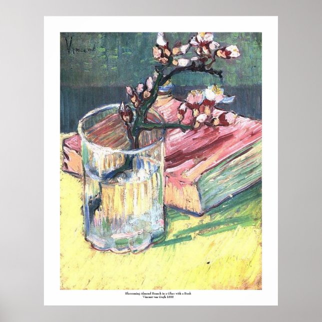 Poster Branche d'amande en fleurs par Vincent van Gogh (Devant)