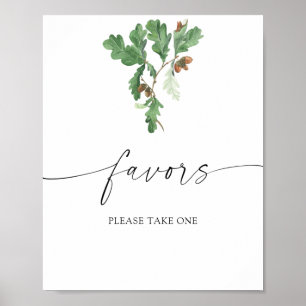 Poster Branche de gland - cadeaux pour les mariés, merci