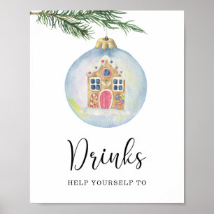 Poster Branche d'hiver toujours verte - Boissons