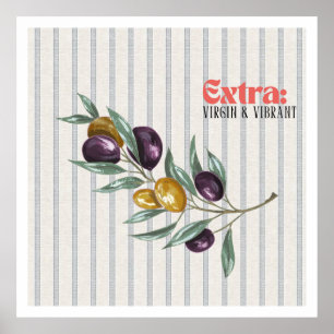 Poster Branche d'olive méditerranéenne vibrante extra vie