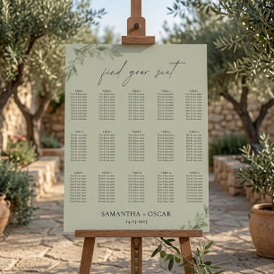 Poster Branche d'olivier élégante Mariage Vert
