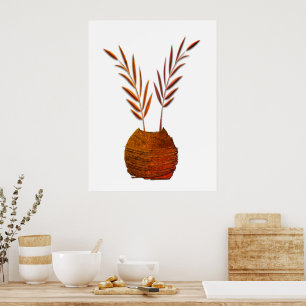 Poster Branches Boho Rustique Vase Cuivre