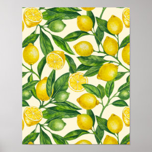 Poster Branches de citron vert et jaune