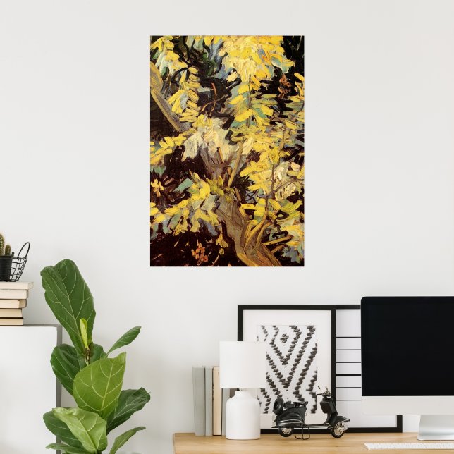 Poster Branches de l'acacia florissante par Vincent van G (Bureau à domicile)