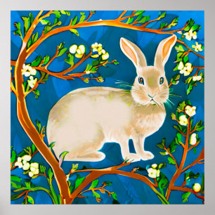Poster Branches de lapin sauvage et de fleurs