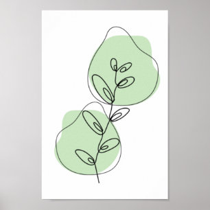 Poster Branches Et Feuille Line Art